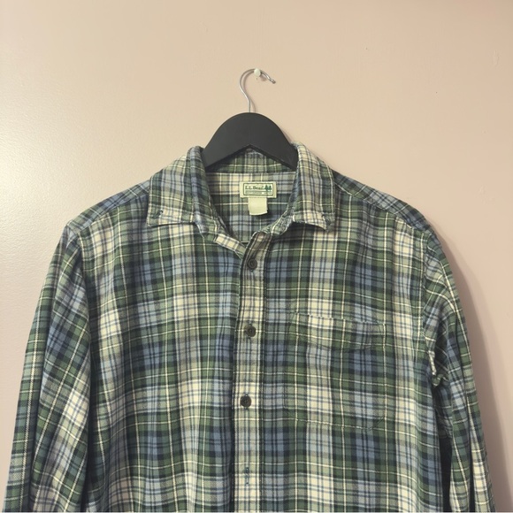 L.L Bean Plaid Buttondown Green Men Size L - Picture 2 of 9